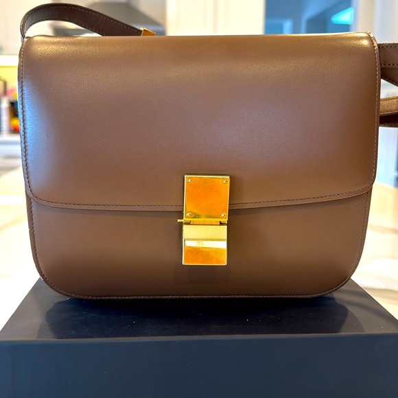 Celine box calfskin medium flap bag camel - Picture 1 of 6
